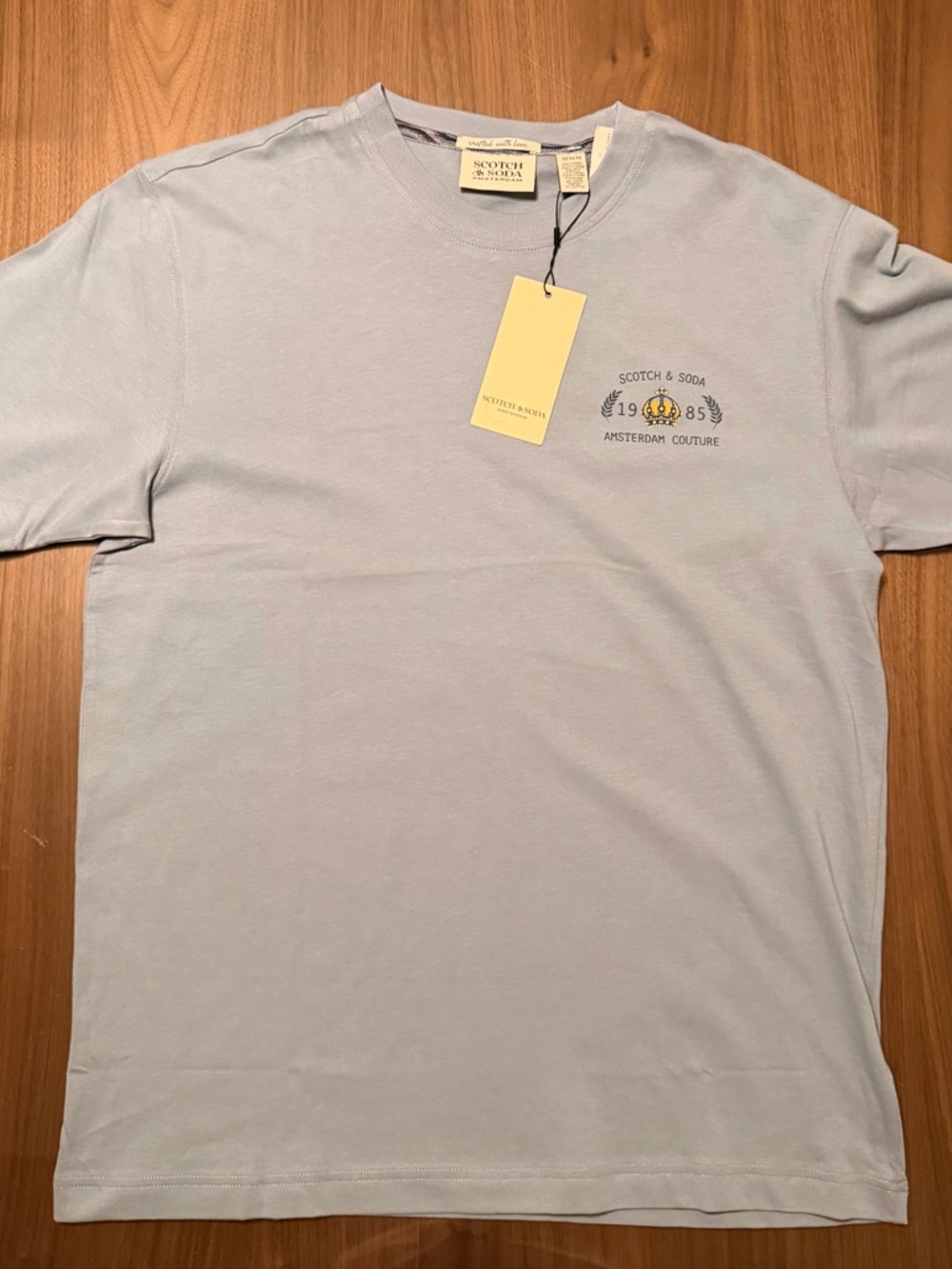 Scotch & Soda Pale Blue Crewneck Logo Tee